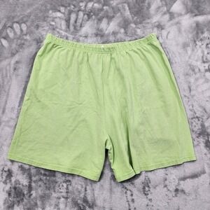 Vintage Garland Shorts Womens 2X Green Pull On Cotton Knit Lounge Casual Gym